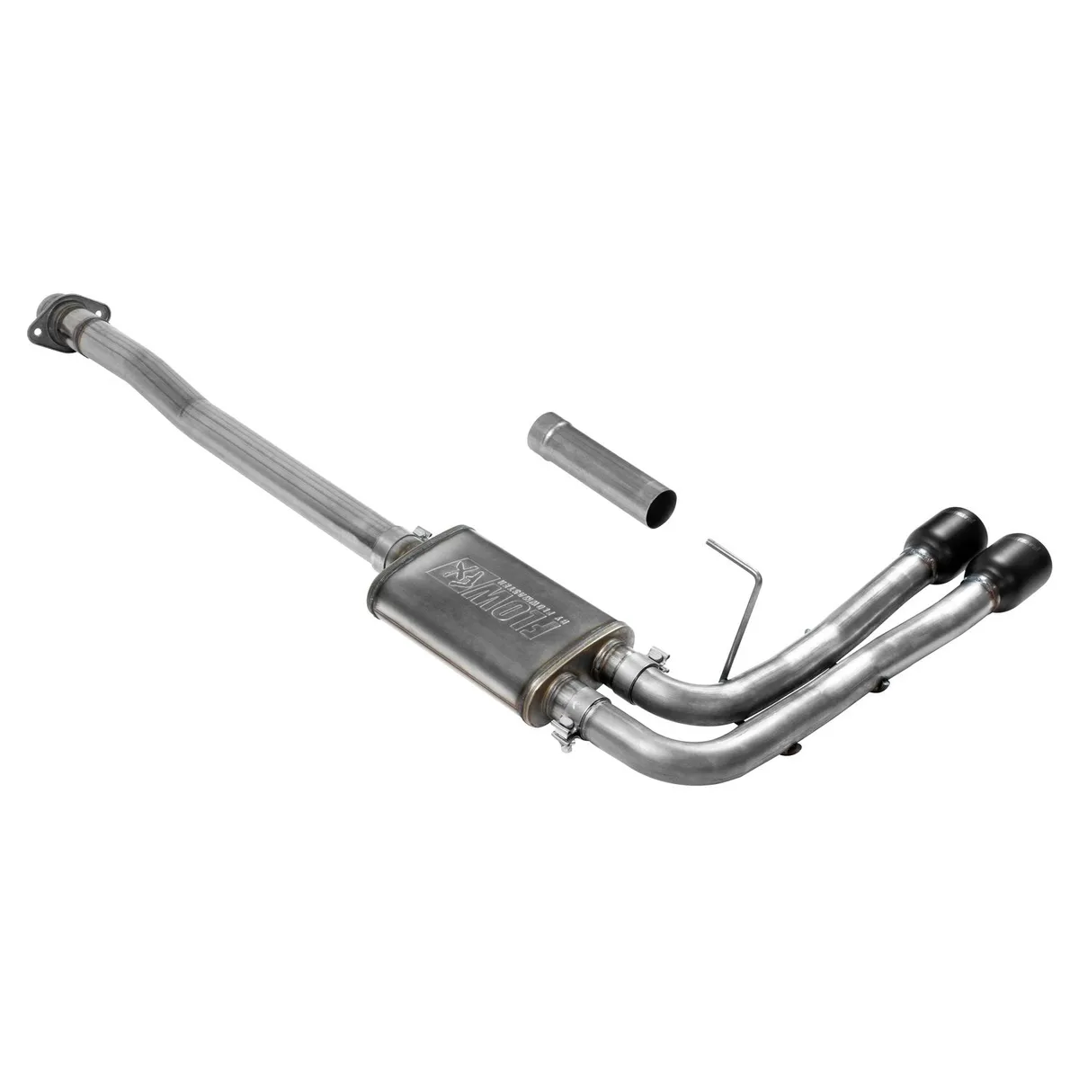 2015-2018 Ford F-150 2.7L3.5L EcoBoost 3.5L TiVCT 5.0L 2WD4WD All Except 3.5L Raptor and Std CabShort Bed 122 WB Cat-back Flow FX Series Muffler Mandrel Bent 2.5in. 16 Gauge Tubing 4 in. Black Ceramic Coated Tips WEtched Logo DOSS Flow product image