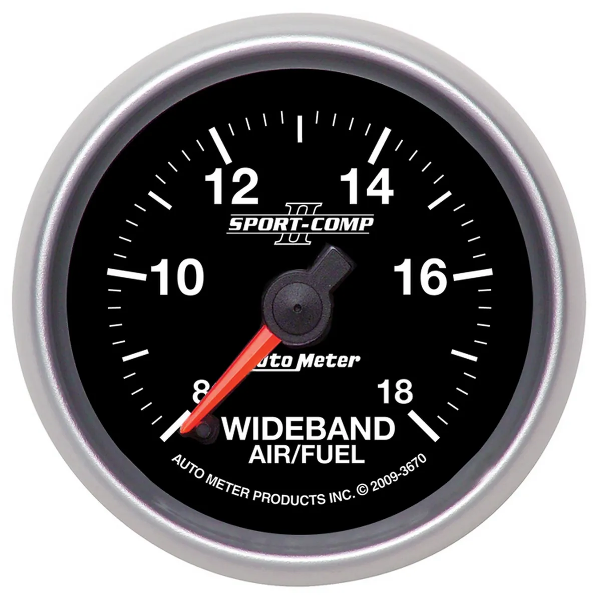 AutoMeter Gauge, Air/Fuel Ratio-Wideband, Analog, 2 1/16", 8:1-18:1, Stepper Motor, Sport-Comp II