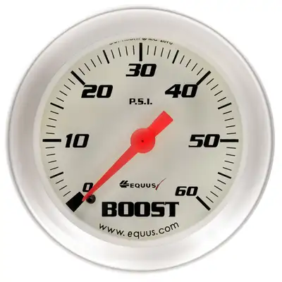 Equus 2.0 Dia Boost Gauge Silver 60psi