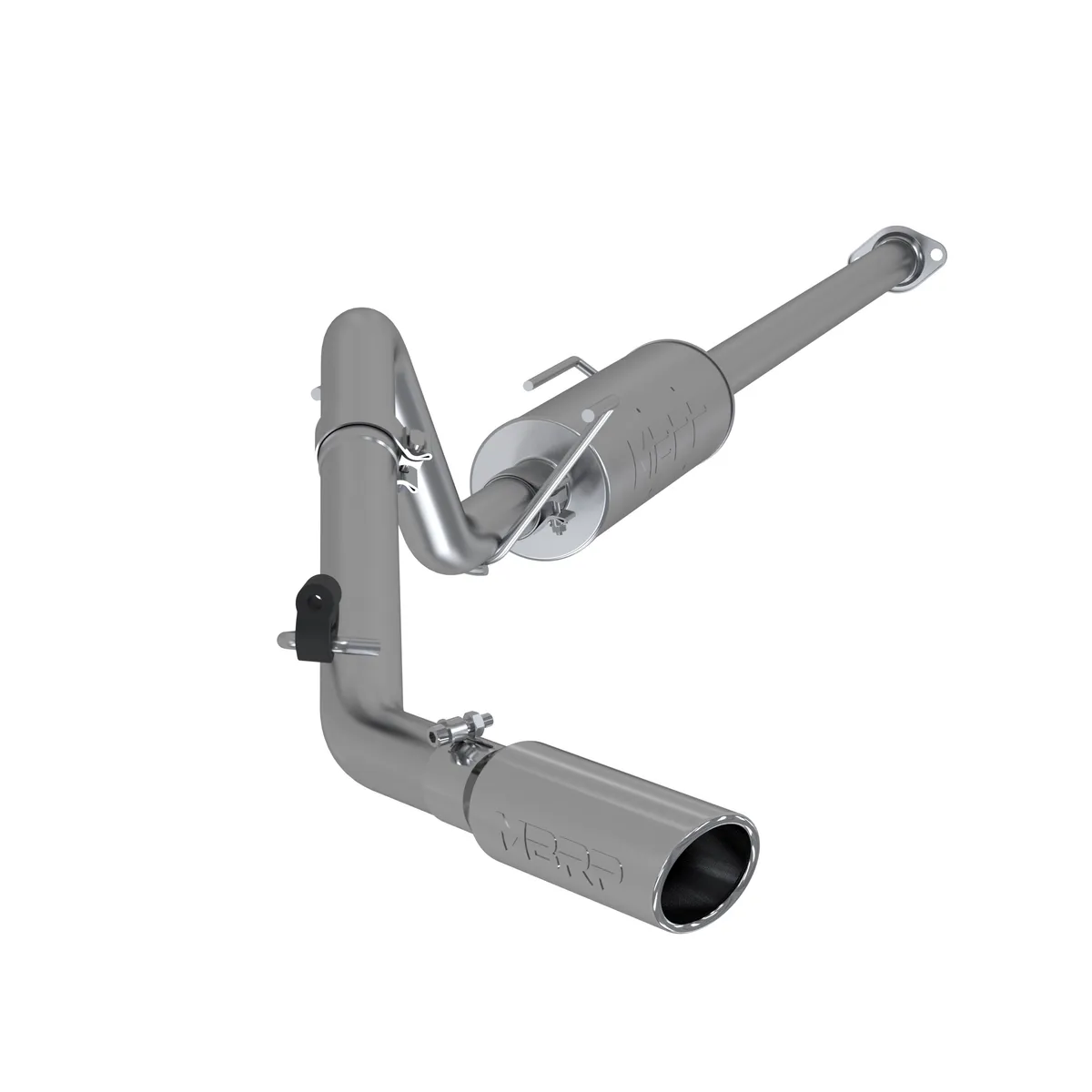 Armor Plus Cat Back Exhaust System; 2.5 in.; Incl. Extension Pipe/Muffler/Over Axle Pipe/Tailpipe/Hardware/3.5 in. OD Tips; Single Side Exit; T409 Stainless Steel; product image