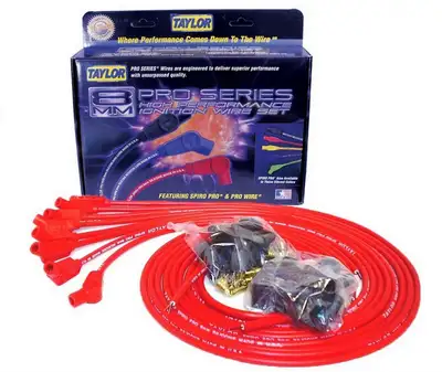 Taylor Cable Taylor Cable Universal 8mm Spiro-Pro Spark Plug Wire Set - 8 Cylinders - 135° Spark Plug Boot Angle - Red - 73253