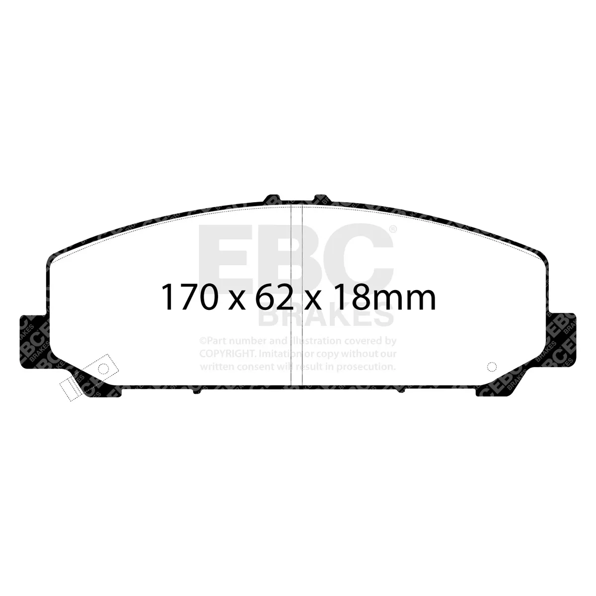 Truck/SUV Extra Duty Brake Pads; FMSI Pad No. D1286; Vented; 350mm Dia.; 43.1mm Height; 30mm Thick; 90.1mm Center Hole Dia.; Pad Dimensions: 170 x 62 x 18mm; product image