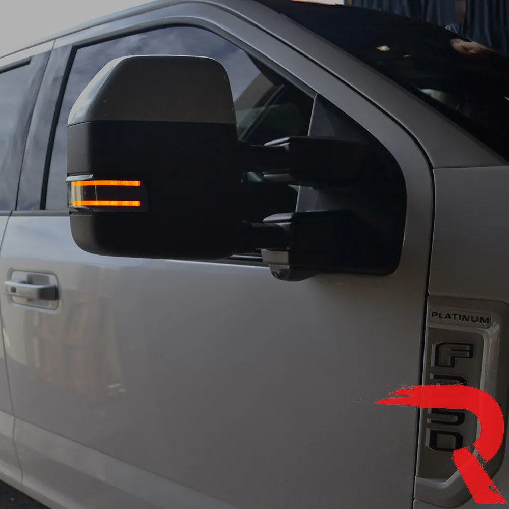 Ford 17-19 F250f350f450 Superduty Side Mirror Lenses 2-Piece Set w White LED Running Lights Amber Scanning LED Turn product image