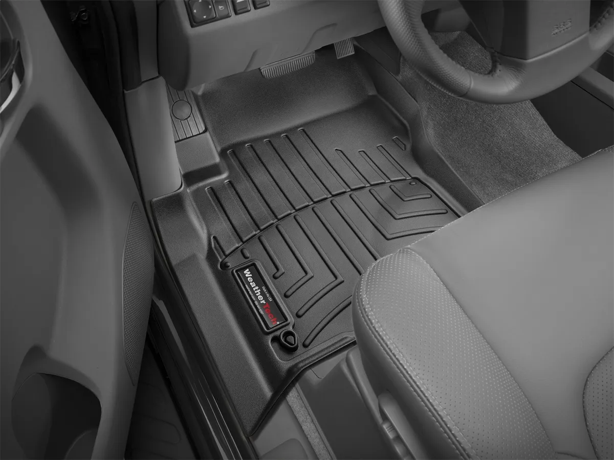 2008 + Nissan Frontier Black Front FloorLiner Post Hole (Nissan/Infiniti FL's):2; / 2009 + Suzuki Equator Crew Cab Black Front FloorLiner Fits Vehicles with two retention hooks on the driver's side / 2009 + Suzuki Equator Extended Cab Black Front FloorLi product image