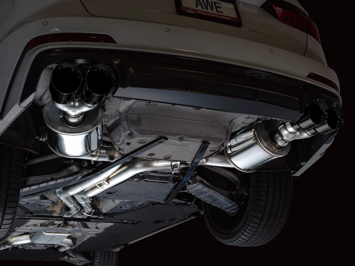 AWE Track Edition Exhaust for Audi C8 S6/S7 - Diamond Black Tips product image