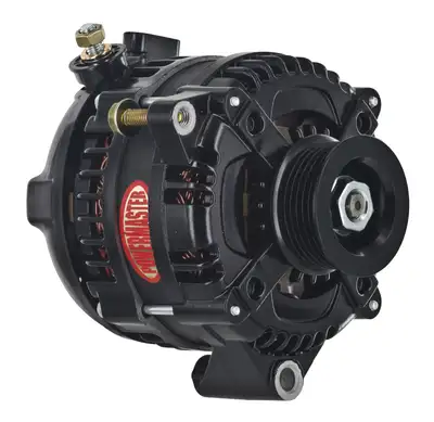 Power Master Alternator; GM; 175 Amp; 1 Wire Hair Pin Style; Offset Left; CS130; CS130D; 6 Groove; 175Top/145 Idle; Black;