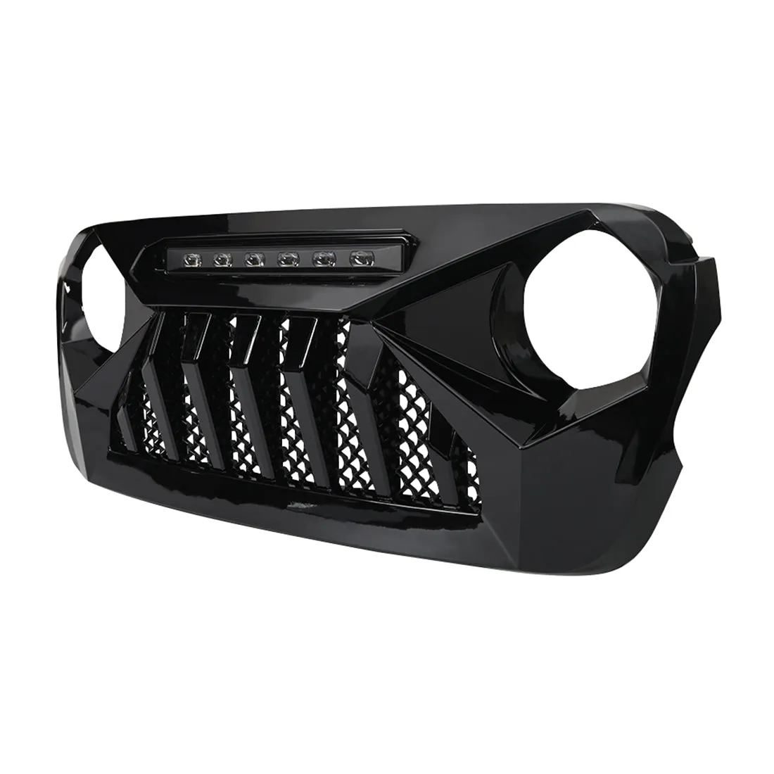 Demon Grille W/ Led Off-Road Lights - Glossy Black For 18+ Jeep Wrangler JL & Gladiator JT W/ O Trailcam product image