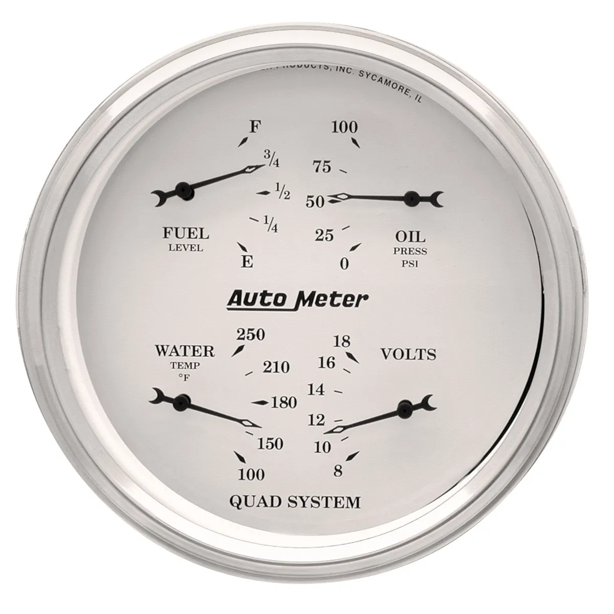 5 In. Quad Gauge, 100 Psi/100-250 Fahrenheit/8-18v/240-33 o, Old-Tyme White product image
