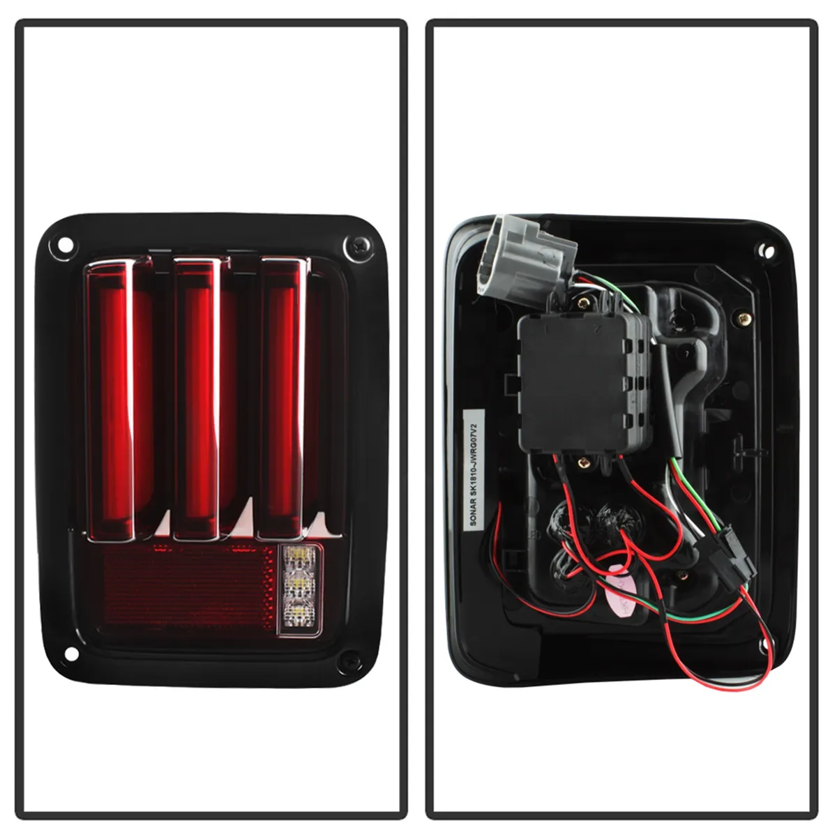 Jeep Wrangler (JK JKU) 07-18 Version 2 Light Bar Sequential Turn Signal LED Tail Lights - Red Clear product image