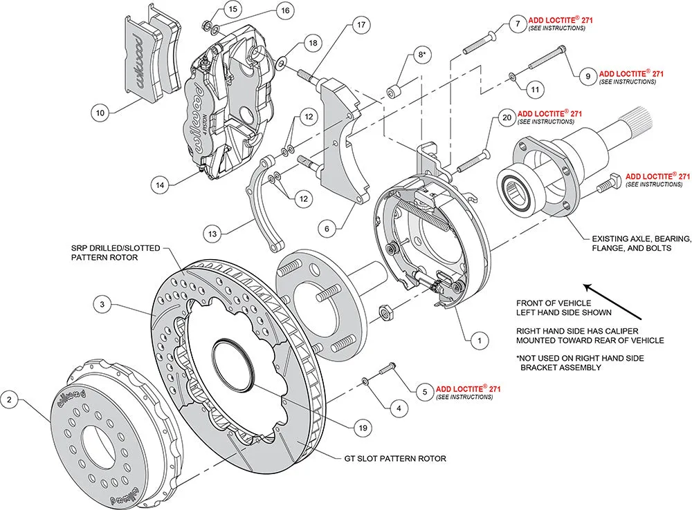1964 - 1974 Buick, Chevrolet, Oldsmobile, Pontiac Forged Narrow Superlite 4R Big Brake Rear Parking Brake Kit - 140-13678 product image