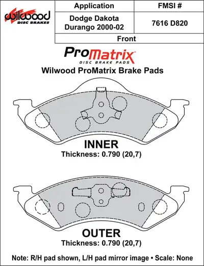 Wilwood Brakes 2000 - 2002 Dodge Original Equipment Pads - 150-D0820K