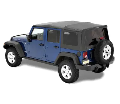 Bestop Jeep Soft Top Supertop Squareback Soft Top For Jeep 2007-2018 Wrangler JK 4 Door Black Diamond Bestop