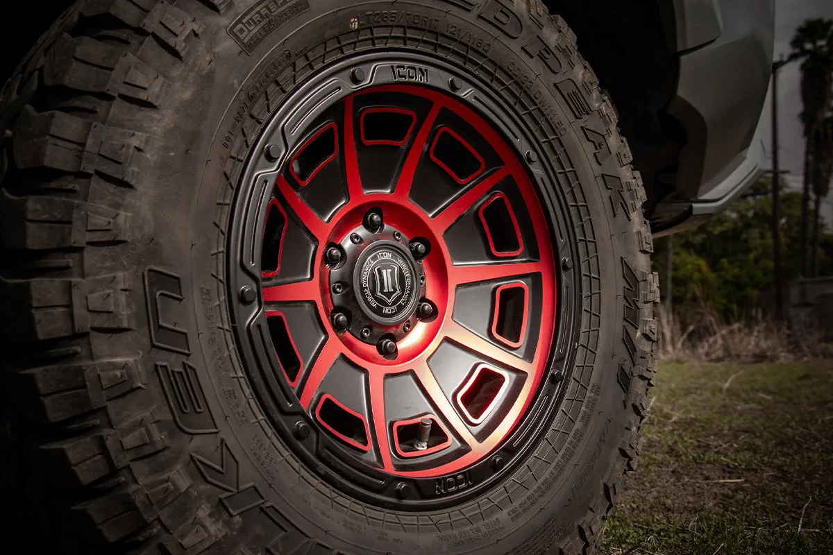ICON Alloys Victory, Satin Black w/Red, 17 x 8.5 / 6 x 5.5, 0mm Offset, 4.75" BS product image