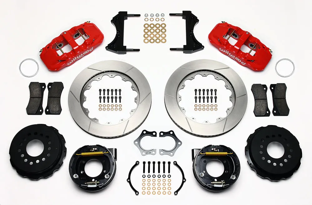 Wilwood AERO4 Rear P-Brake Kit 14.00in Drill Red MoparDana 2.36in Off wSnap Ring Brng product image