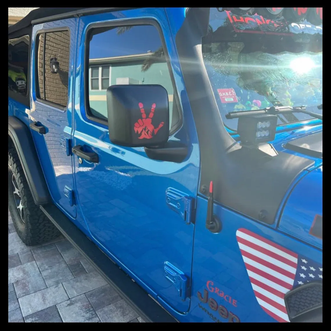 Hect Creations Hand Wave Peace Mountains Jeep Mirror Decals (Set of 2) product image