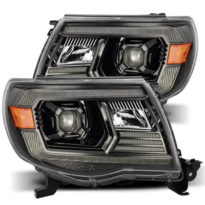 AlphaRex Projector Headlights Plank Style Design Alpha Black w DRL Toyota Tacoma 2005-2011