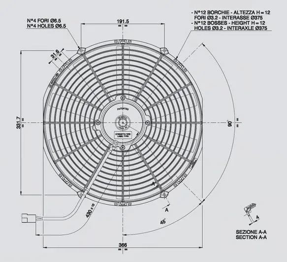 SPAL® 14.00" Inch Electric Fan Puller Style Low Profile 1038 CFM 10 Straight Style blades product image