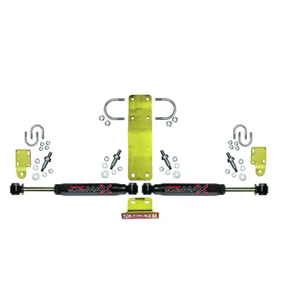 Skyjacker Steering Stabilizer Dual Kit Incl. Black Max Steering Dampners Brackets Hardware For Use w/OEM Diameter Tie Rod Black Skyjacker
