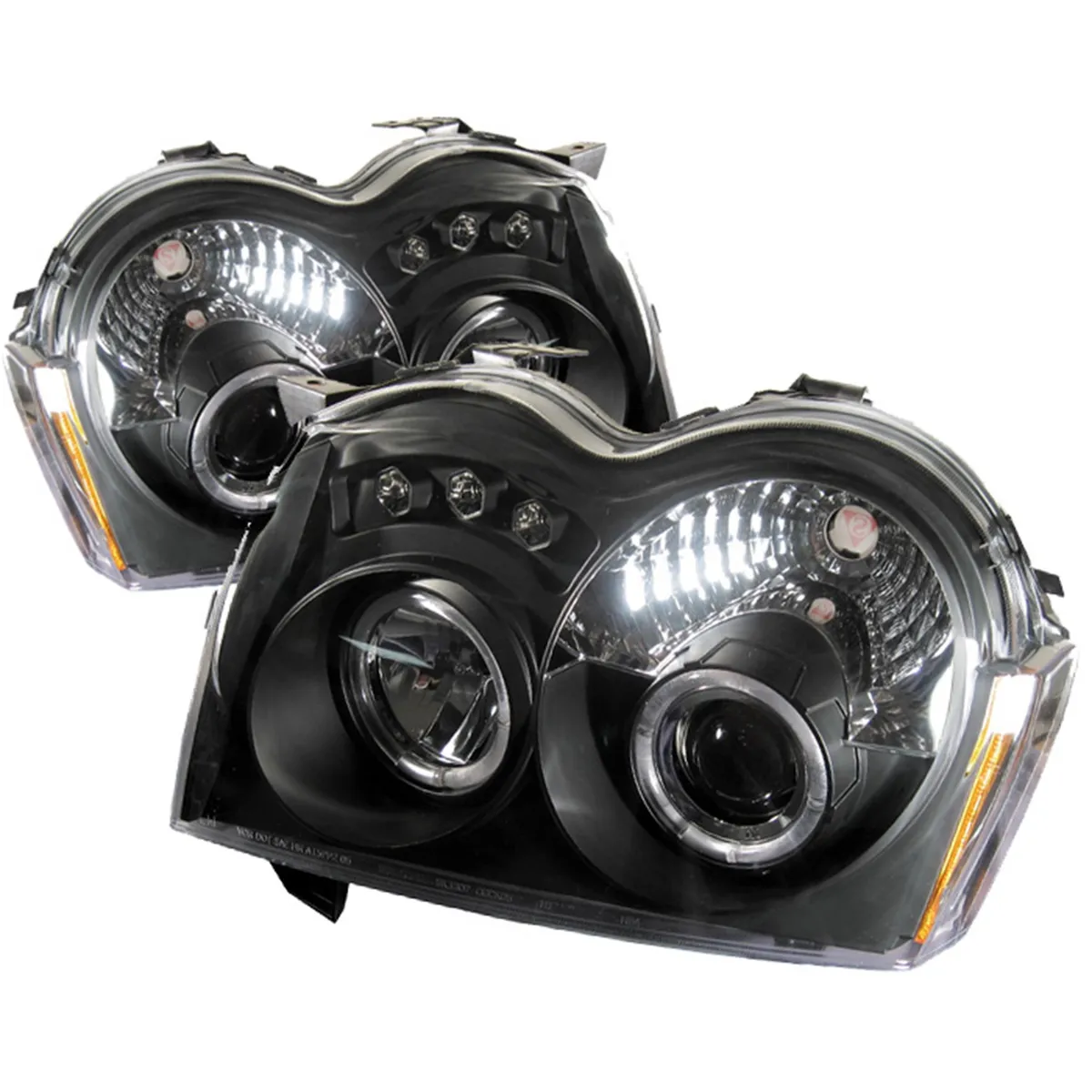 ( Spyder Signature ) Jeep Grand Cherokee 05-07 Projector Headlights - LED Halo - LED ( Replaceable LEDs ) - Black - High H1 (Included) - Low 9006 (Not Included) product image