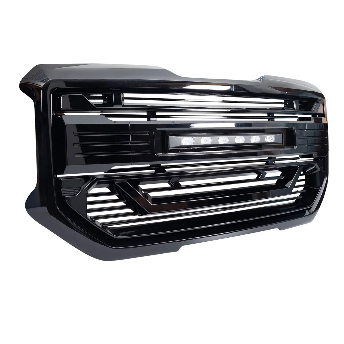 Armor Grille W/ Off-Road Lights & Outer Frame Surround - Glossy Black For 2016-2018 GMC Sierra 1500 product image