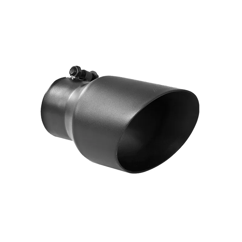 Armor BLK Exhaust Tip; 3 in. Inlet Diameter; 4.5 in. Outlet Diameter; 8 in. Length; Dual Wall; Angled; T304 Stainless Steel; Black Finish; product image