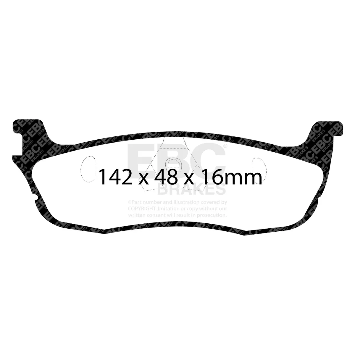 Truck/SUV Extra Duty Brake Pads; FMSI Pad No. D711; Solid; 334mm Dia.; 56mm Height; 14mm Thick; 92.5mm Center Hole Dia.; Pad Dimensions: 142 x 48 x 16mm; product image