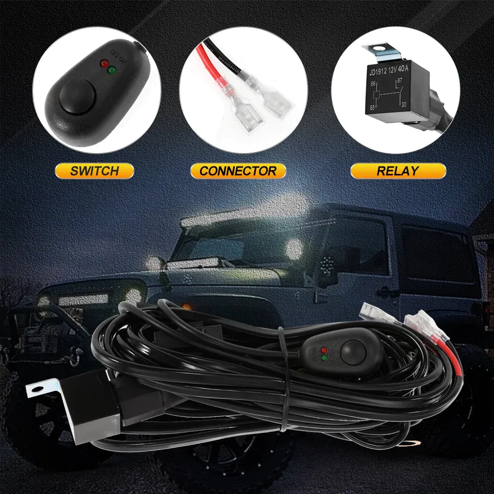 LED Light Bar Wiring Harness Kit (2 Leads 16awg) With Fuse 12v 40a Relay "no Drill" On/Off Switch product image