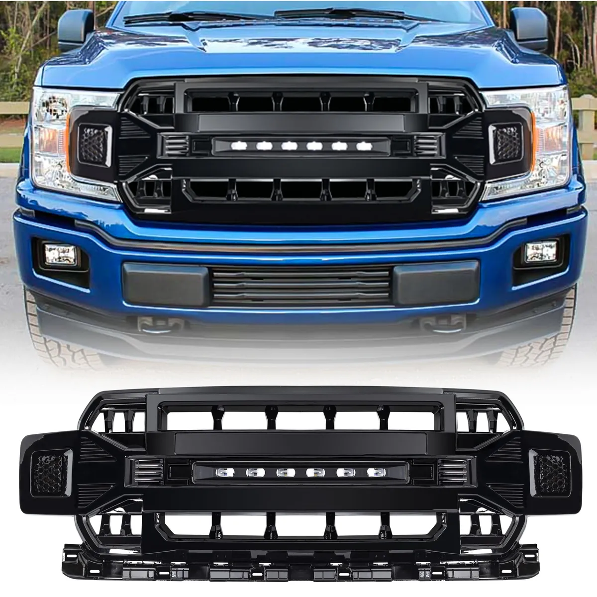 American Modified Amfmaa00120 Armor Grille With LED Off-Road Lights - Matte Black product image