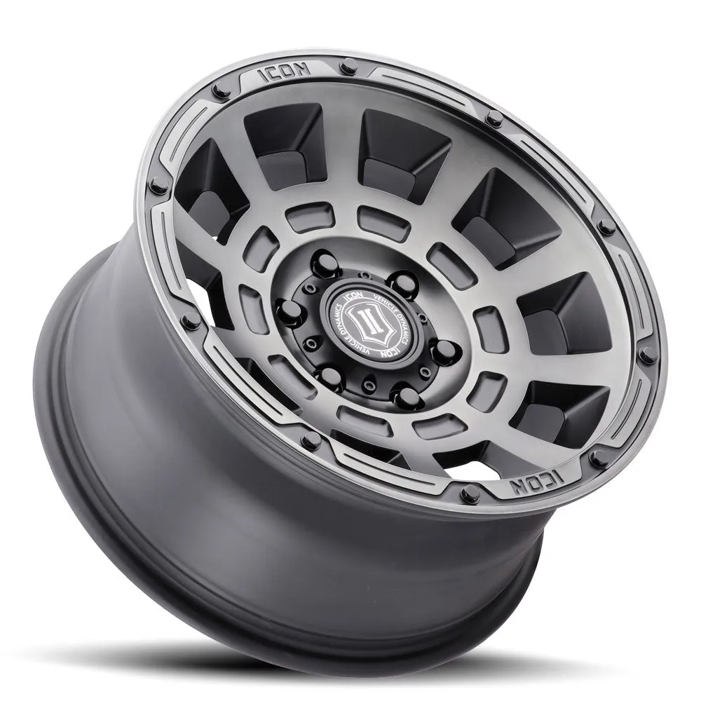 ICON Vehicle Dynamics ICON Alloys Thrust, Smoked Satin Black, 17 x 8.5 / 6 x 135, 6mm Offset, 5" BS
