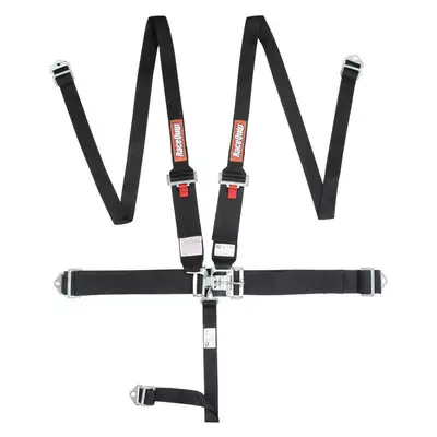Racequip Latch & Link Hans 5 Point Auto Racing Harness Set; Sfi 16.1 Hnr Seat Belt Set; Black