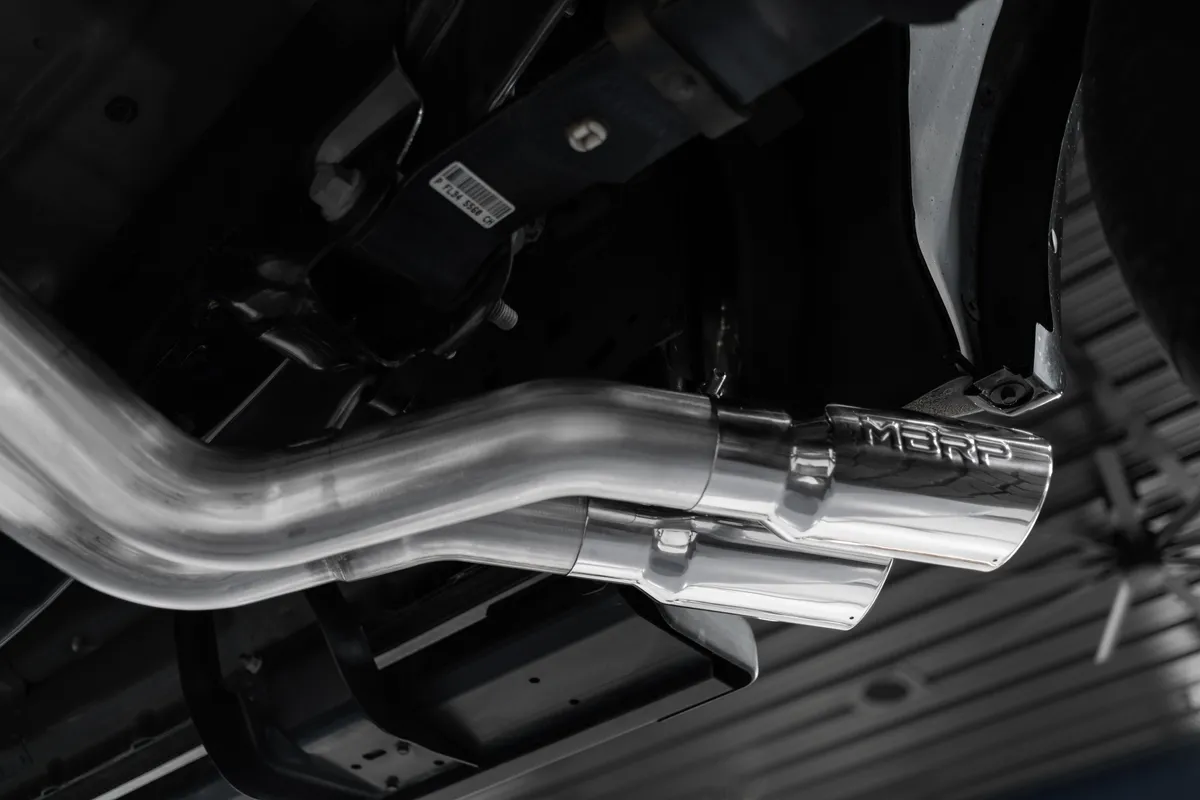 Armor Lite Cat Back Exhaust System; 3 in.; Incl. Front Pipe/Ext. Pipe/Muffler/Tailpipe/Hardware/4 in. OD Tip; Pre-Axle Dual Outlet; Street Version; Aluminized; product image