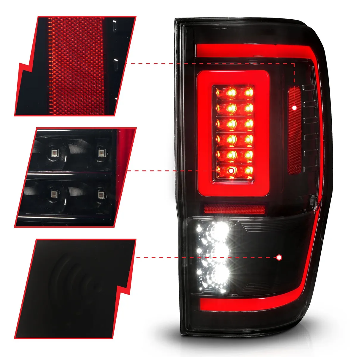 Ford Ranger 19-23 Full LED Tail Lights Black Smoke Lens w/ Sequential Signal (For All Models) product image