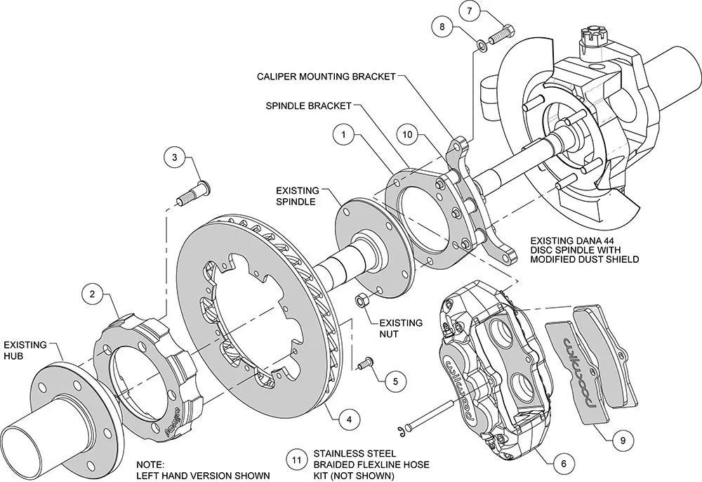 Wilwood D8 Front Hat Kit 12.19in Rotor Red 76-77 Ford Bronco Dana 44 product image