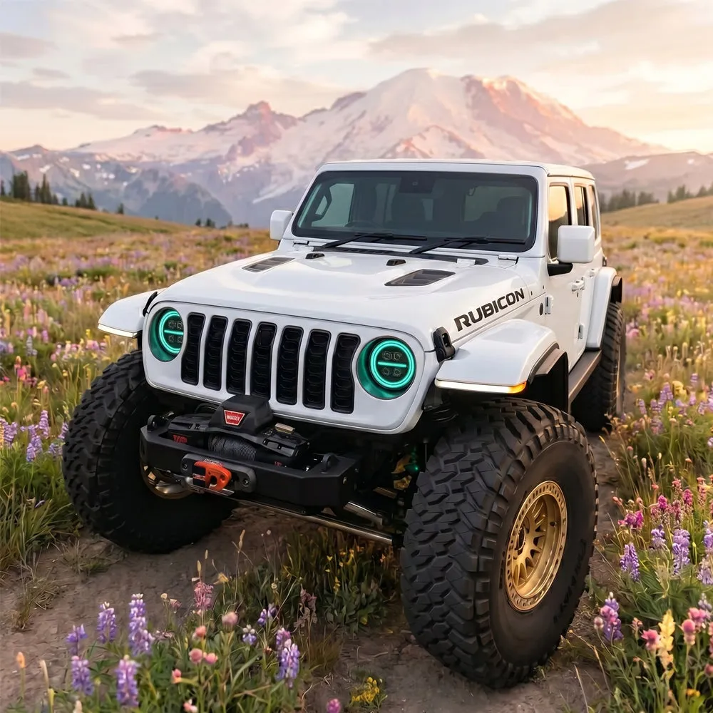 Onyx Series RGB LED Headlights for Jeep Wrangler JL & Gladiator JT – 8-Core Projector with App Control (Pre-Sale) product image