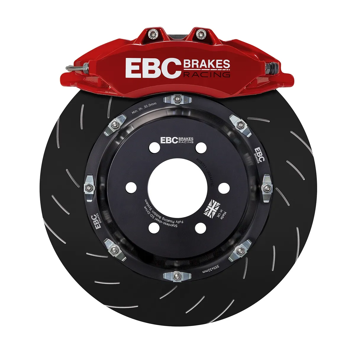 EBC Big Brake Kit; Incl. Front Kit/Lines; Racing Red; Swept Grooved; 355 mm Disc Dia.; 2 Piece Disc; 32 mm Disc Thickness; product image