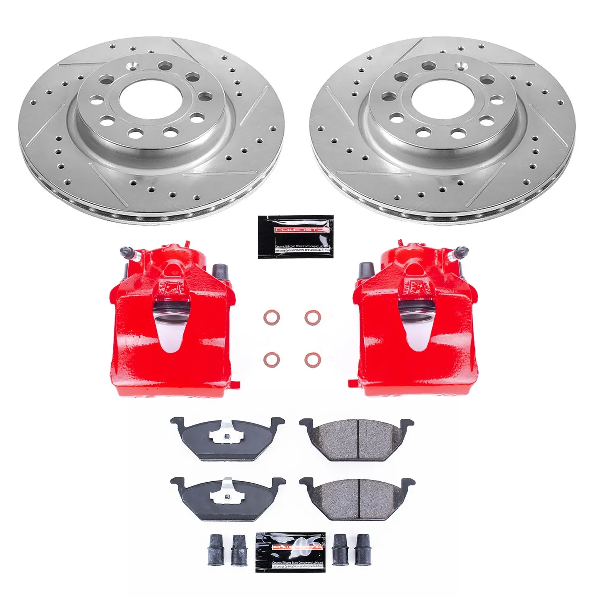 Z23 Evolution Sport Upgrade Kit: Drilled/Slotted Rotors; Carbon-Fiber Ceramic Pads; Powder Coated Calipers product image