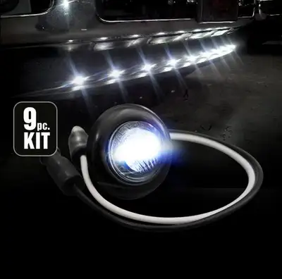 Recon Accessories 1 Extra White LED Light with Smoked Lens and Black Bezel to be added to Universal LED Front Lower Air Dam Light Kit - WH