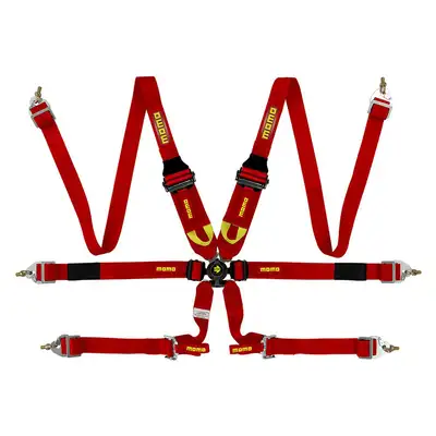 MOMO Tuning & Safety Corsa Harness 6 Point 3x3x2 Red Clip in Cam