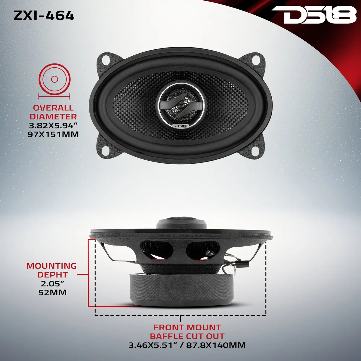 ZXI 4x6" 2-Way Coaxial Speakers with Kevlar Cone | 60 Watts RMS 4-Ohm product image