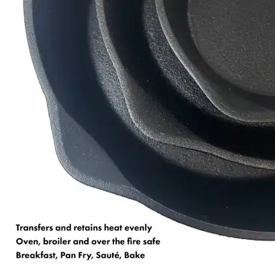 Bayou Classic 6-in, 8-in, and 10-in Cast Iron Skillet Set