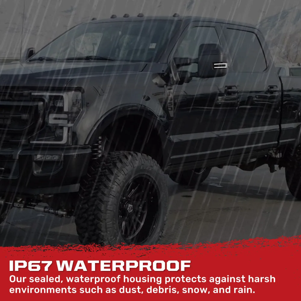 Ford 17-19 F250f350f450 Superduty Side Mirror Lenses 2-Piece Set w White LED Running Lights Amber Flashing LED Turn product image