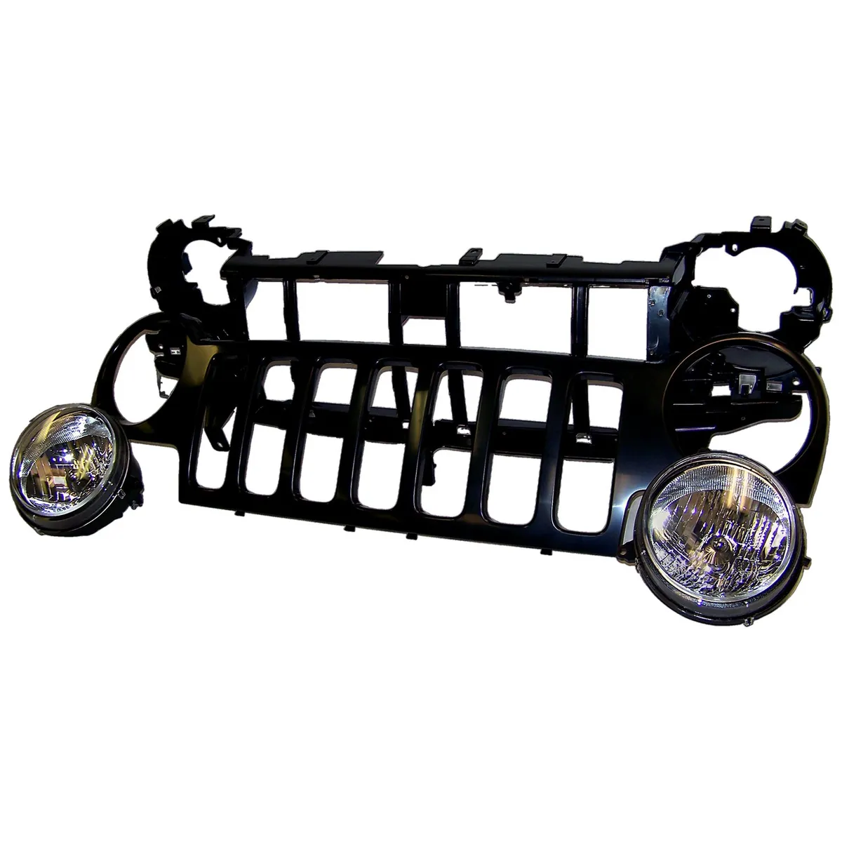 2002-2004 Liberty KJ Paintable; Includes header panel headlamps bulbs bezels adjusters (where applicable) parking lamps sidemarker lamps grille headlamp seats (where applicable) headlamp rings (where applicable) product image
