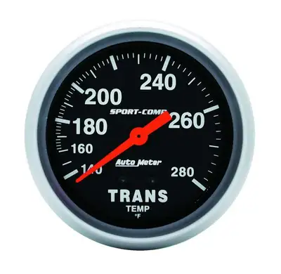 AutoMeter Gauge, Transmission Temp, 2 5/8", 140-280?F, Mechanical, 8ft., Sport-Comp