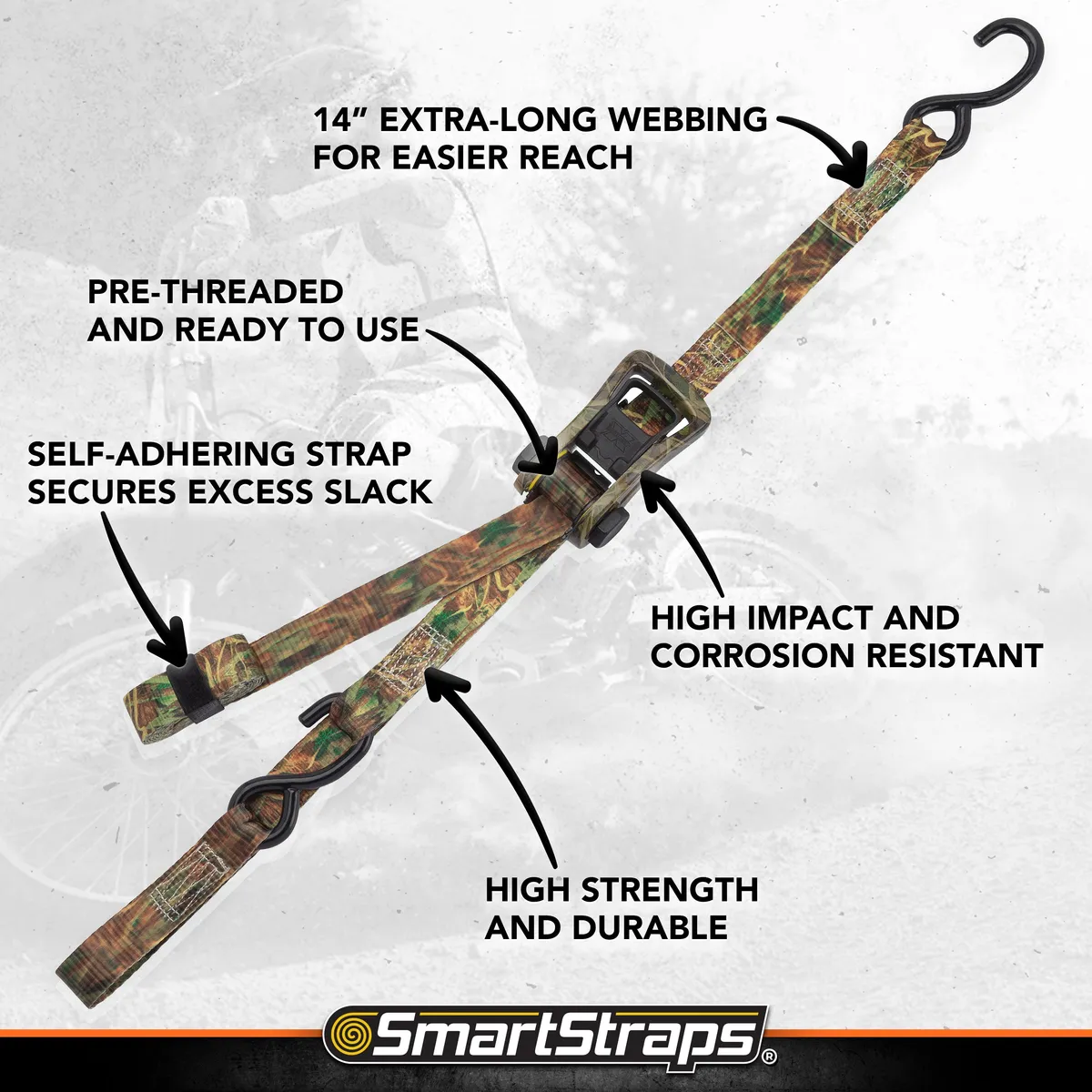 10in 3000lb Carbon x Ratchet Tie Downorange2pk product image