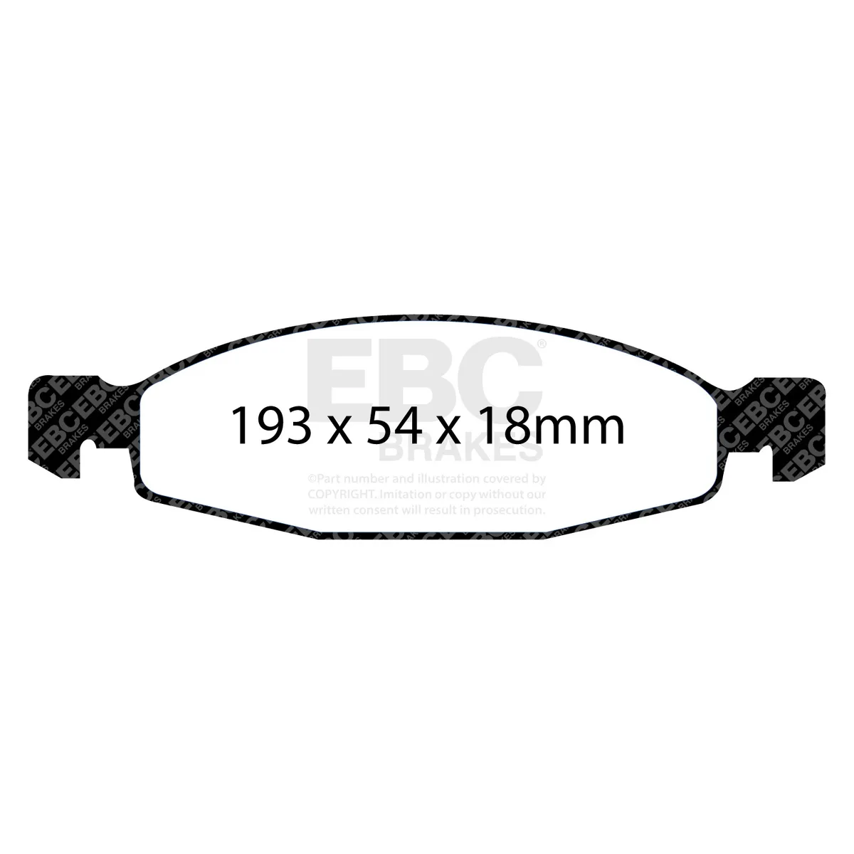 Yellowstuff Street And Track Brake Pads; FMSI Pad No. D790; Vented; 305mm Dia.; 63.5mm Height; 26mm Thick; 72.1mm Center Hole Dia.; Pad Dimensions: 193 x 54 x 18mm; product image