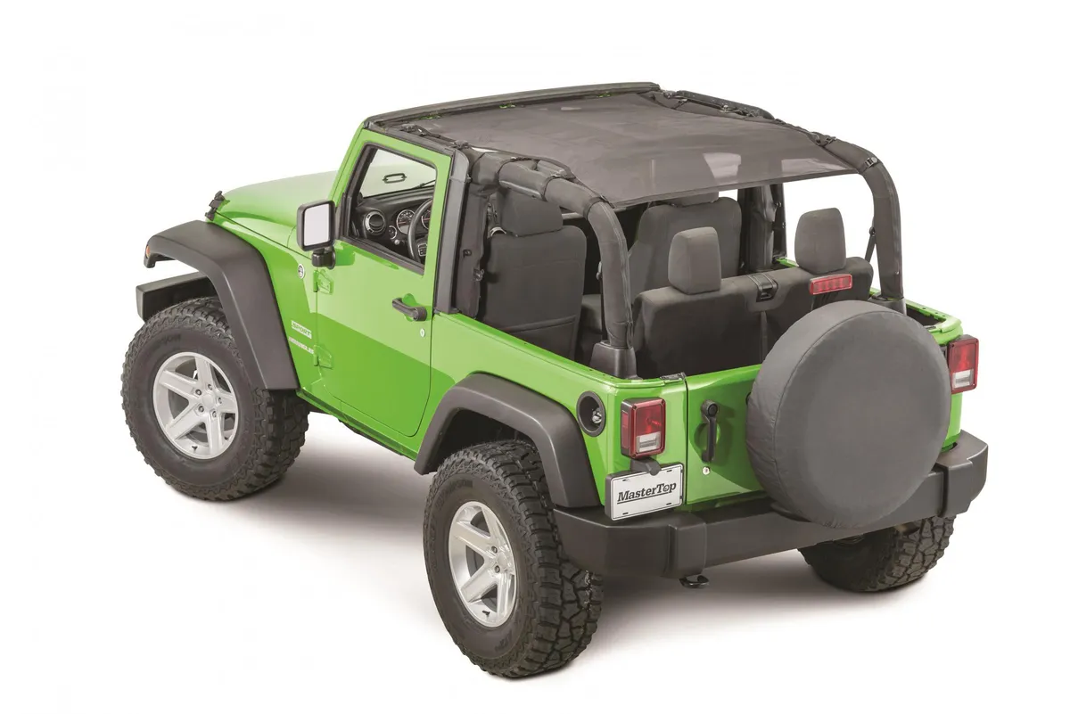 Jeep JK ShadeMaker Freedom Mesh Bimini Top Plus For 07-18 Wrangler JK 2 Door Black MasterTop product image