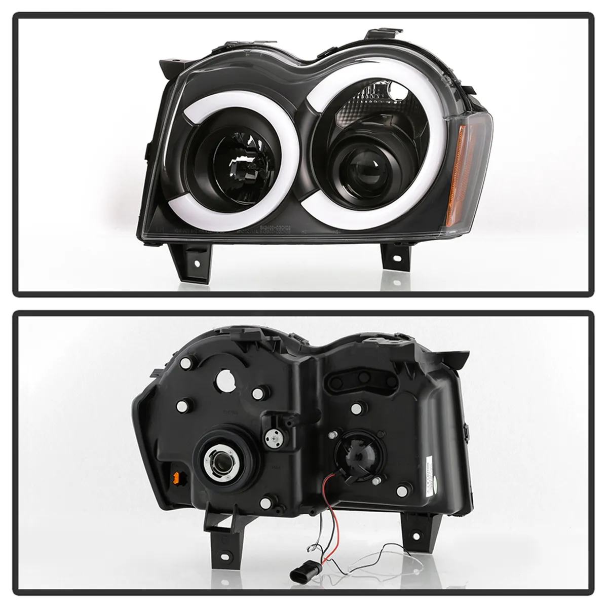 ( Spyder Signature ) Jeep Grand Cherokee 05-07 Light Bar Projector Headlights - Low Beam-HB4(Not Included) ; High Beam-H1(Not Included) ; Signal-3157NA(Not Included) - Black product image