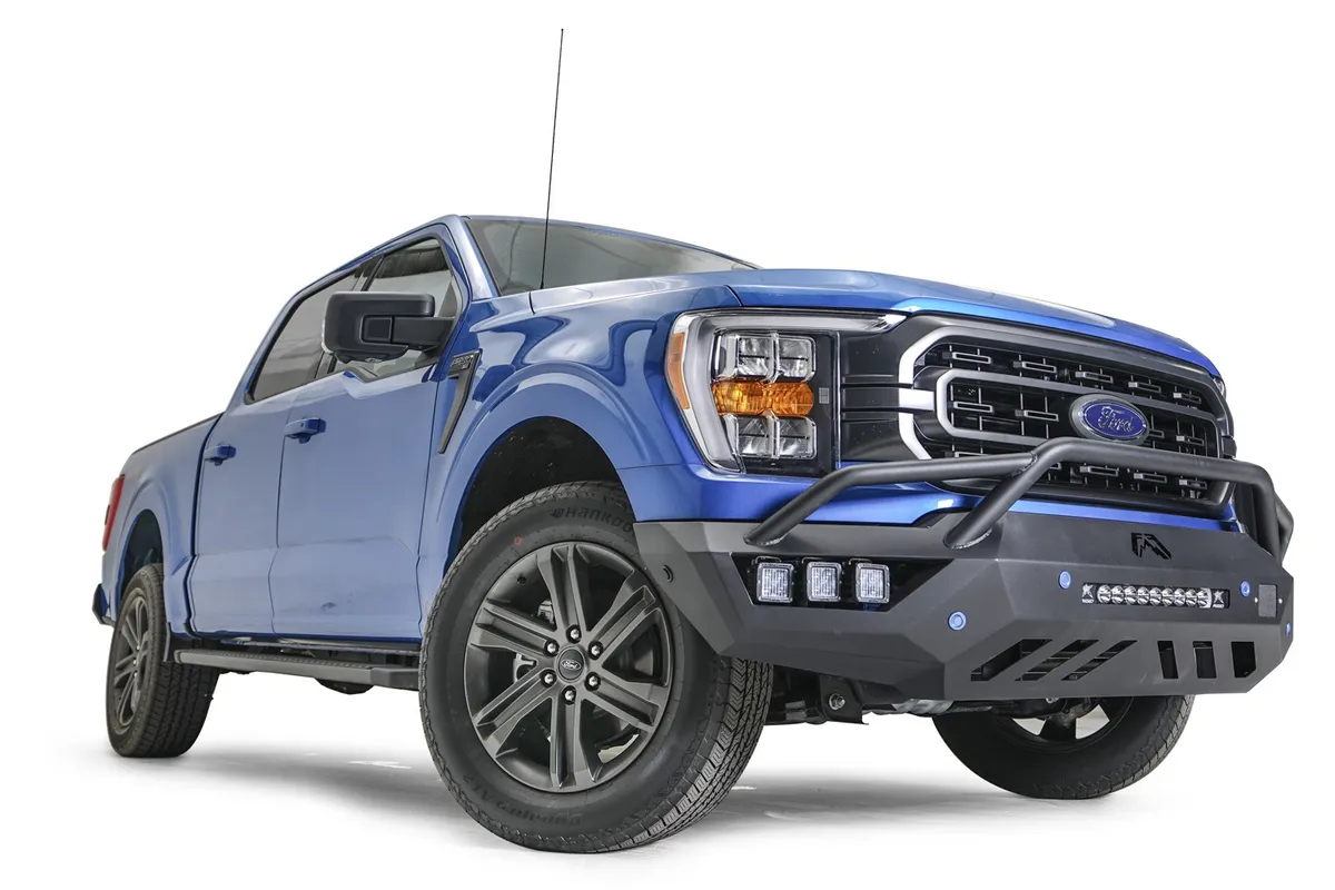Vengeance Front Bumper; 2 Stage Black Powder Coat; Pre-Runner Guard; w/Sensor Holes; Compatible w/Adaptive Cruise Control; Accommodates Factory LED Fog Lights Or [3] 3X3 LED Cube; product image