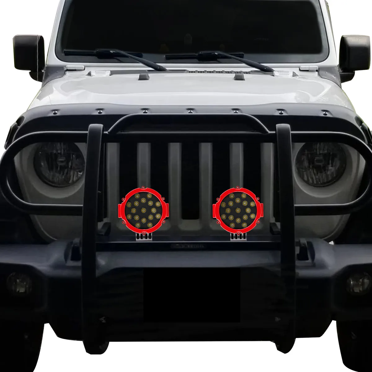 "Black Horse Grille Guard Kit w/7"" Red LEDs 18-23 JL/JT" product image