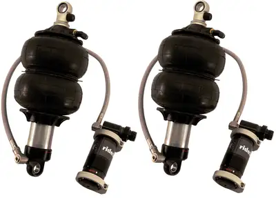Ridetech Front TQ Shockwaves 1000 Series W/ 2.9 Inch Stroke And 1.7 Inch Eye Pair Of Triple Adjustable Shock waves 6.5 Inch Dble Convoluted W/ 1/4 Inch Fittings, Bearing Spacers 1/2 Inch And 5/8 Inch 9.3 Inch X 11.6 Inch W/ A 10.5 -10.75 Inch Ride Height Ridetech